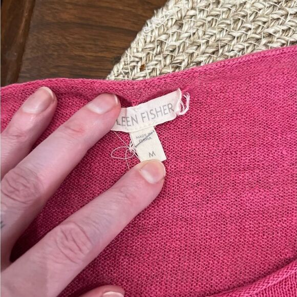Eileen Fisher Hot Pink Linen Oversized medium Linen Tunic Style Sweater - Picture 10 of 12